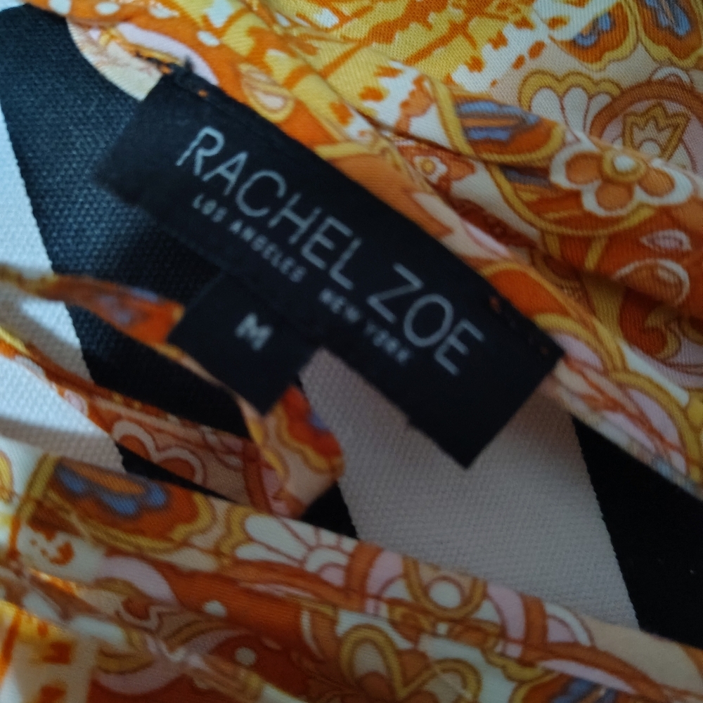 Rachel Zoe Cropped Paisley Orange Top Women's Medium Bohemian Hippie Scandigirl - Picture 3 of 6